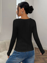 Square Neck Ribbed Knit Tee
